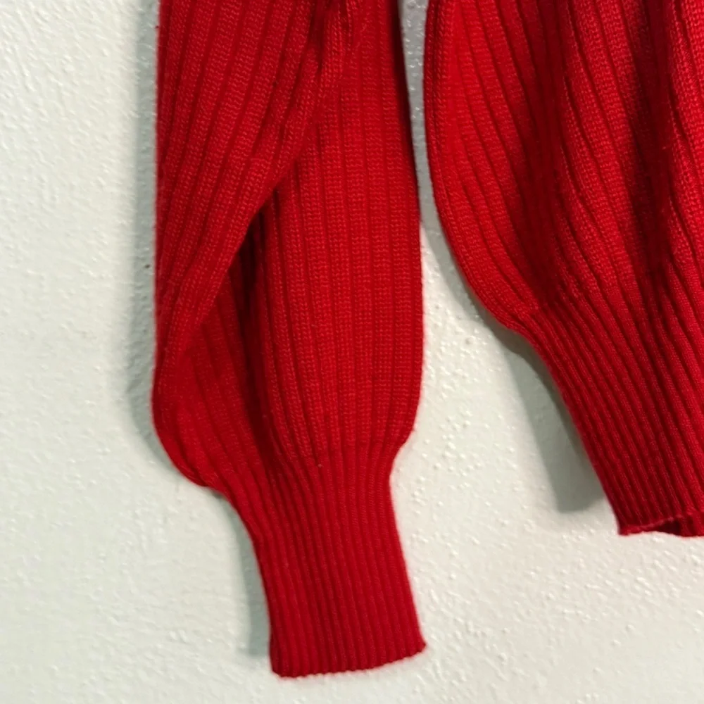 Meister red turtleneck sweater w/sunburst design on front. Sz S. Vintage. EUC. - Picture 5 of 10